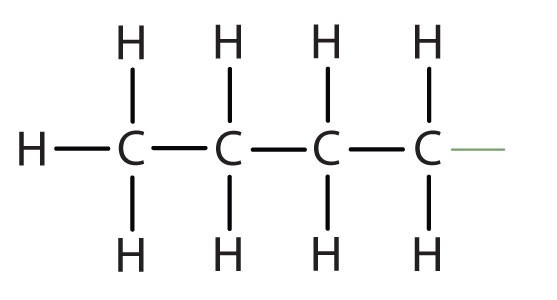 Structural formula of butyl. 