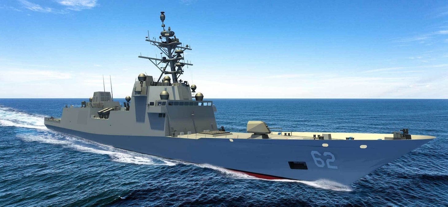 Artist's rendition of the US Navy's Constellation-class guided missile frigate FFG 62, highlighting its design and multi-mission capabilities as a next-generation surface combatant.