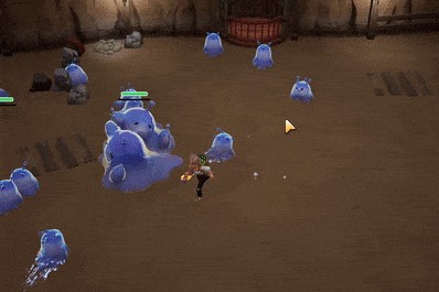 Locating Advanced Slime in Coral Island Fire Mines for combat skill leveling.