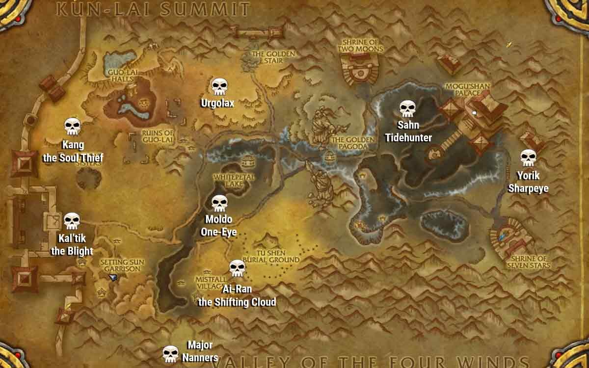 Map of Vale of Eternal Blossoms Rare Locations for Elusive Foes Achievement