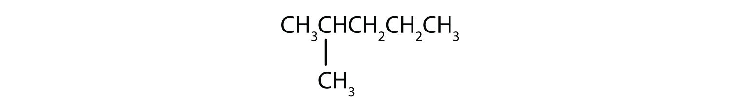 Condensed formula of 2-Methyl-pentane.