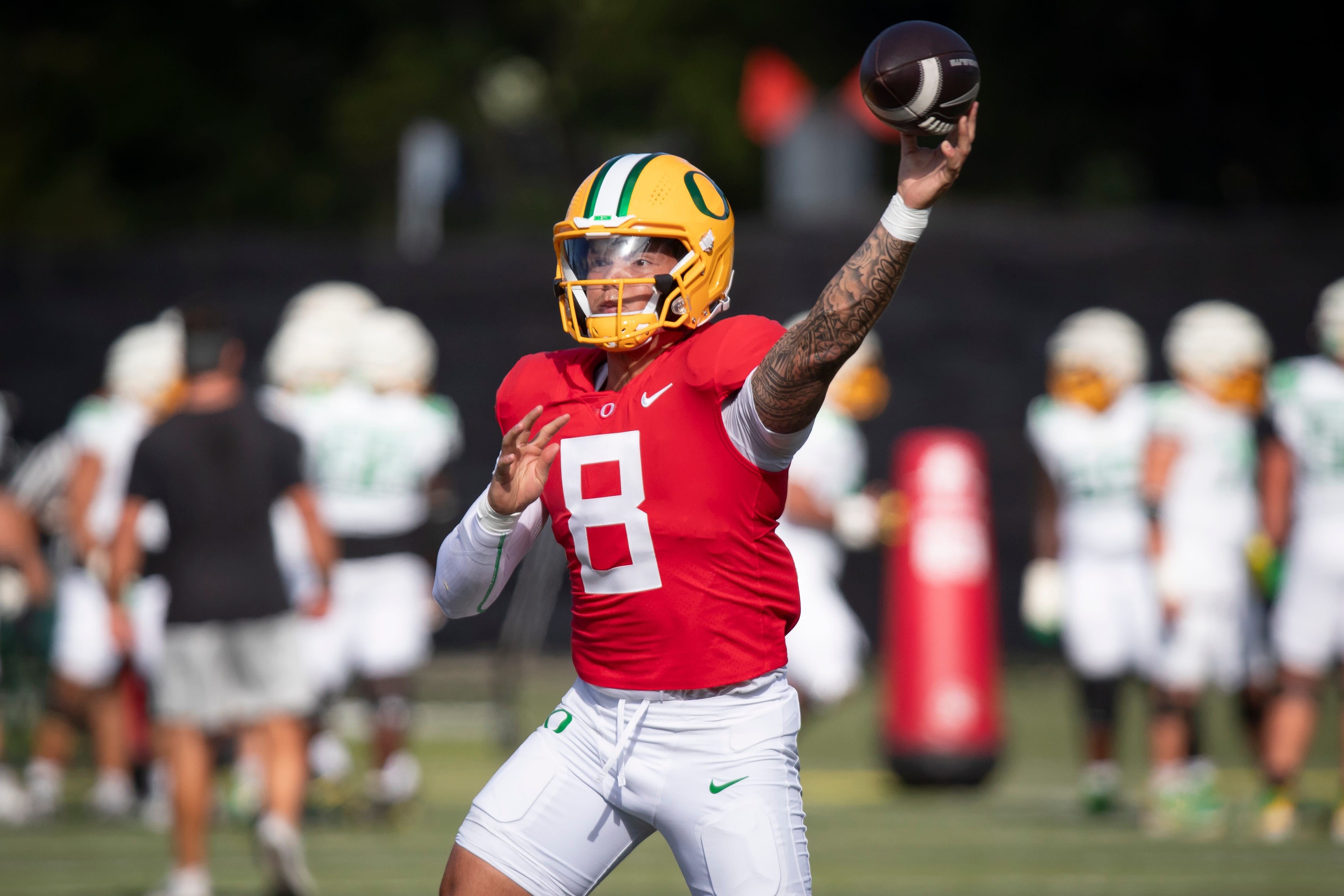 Oregon quarterback Dillon Gabriel discusses the Boise State game.