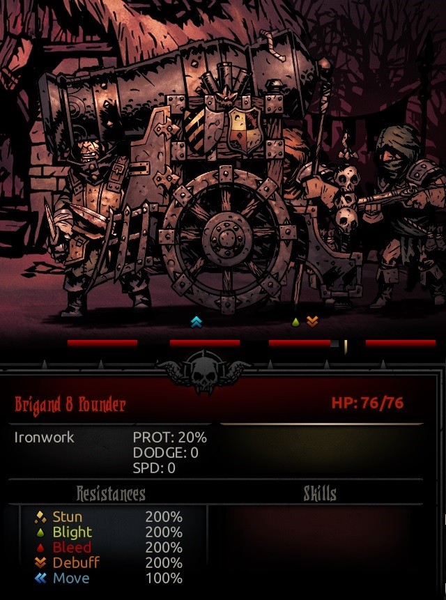 The Brigand Cannon in Darkest Dungeon, highlighting the Brigand Matchman who ignites the devastating 'BOOOOOM!!' attack.