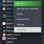 Access tModLoader Properties in Steam Library for configuration adjustments