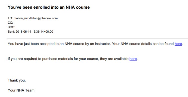 NHA Course Enrollment Confirmation Email: Step 1 to Access Study Guide