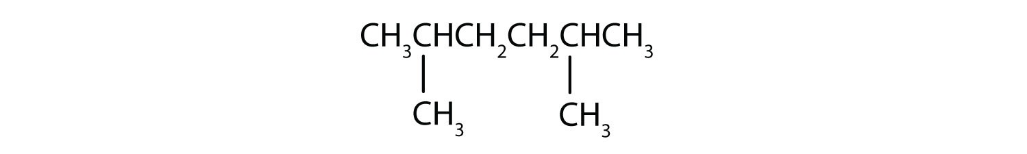 Condensed formula of 2,5-dimethyl-hexane.