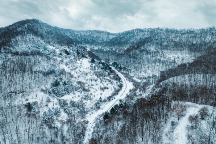 Adventurers on Hatfield-McCoy Trails in winter, West Virginia