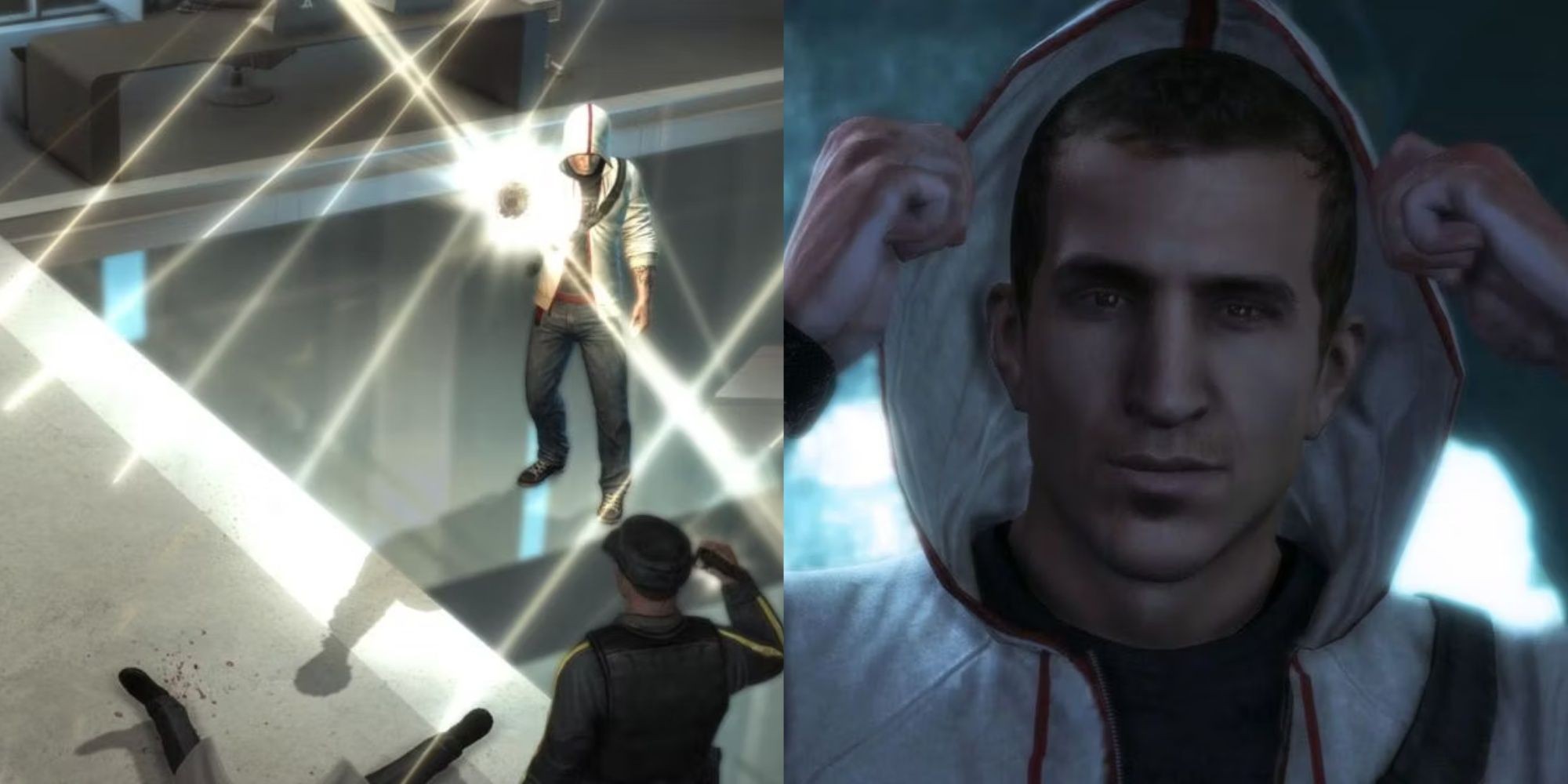 Desmond Miles, a key protagonist in the Assassin's Creed series, exploring ancestral memories