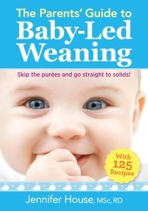 The Menu Parents Guide: 'A Parents' Guide to Baby-Led Weaning' book cover featuring author Jennifer House RD, a top resource for baby-led weaning menus and guidance.