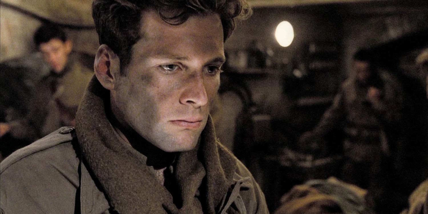 Eion Bailey as David Kenyon Webster looking concerned in Band of Brothers