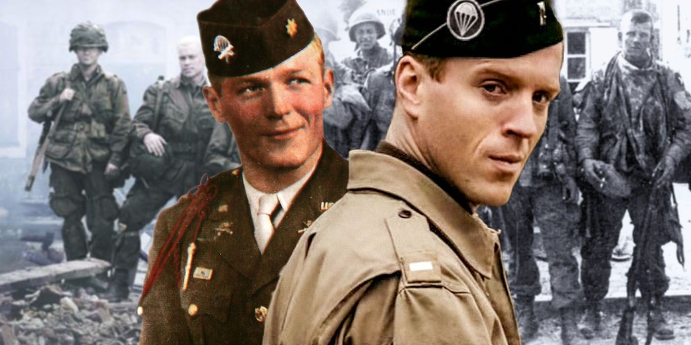 Custom image of the real Dick Winters and Damien Lewis in Band of Brothers