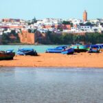 The old walled city of Kasbah des Oudayas, Morocco, seen from across the river.