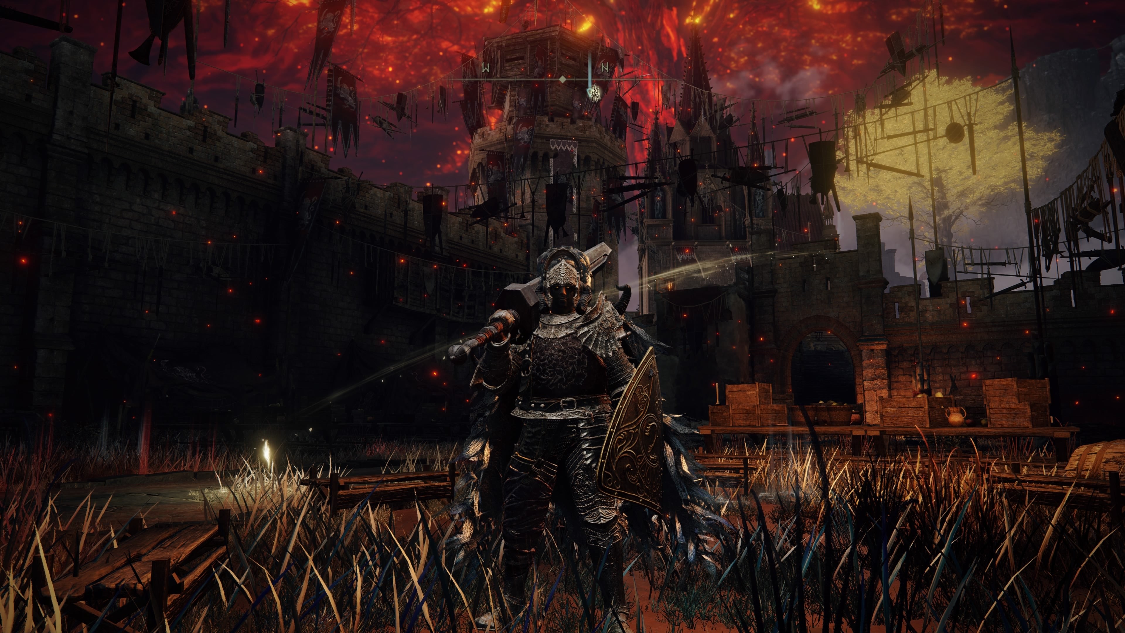 The player character stands in front of Redmane Castle in Elden Ring