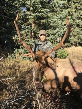 Hunter with elk trophy in Montana