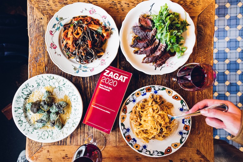 The 2020 Zagat restaurant guide book, a return to print for the iconic New York City dining guide.