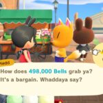 Jolly Redd trying to sell art to an Animal Crossing villager