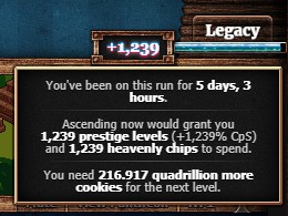 Image of the Legacy Button in Cookie Clicker