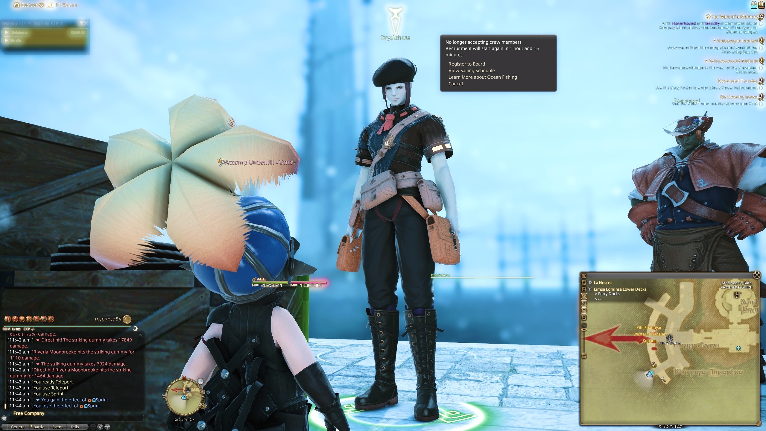 Ocean Fishing Voyage NPC in Final Fantasy XIV. This NPC in Limsa Lominsa allows players to register for Ocean Fishing voyages and check the sailing schedule to plan their mount fishing guide ffxiv adventure.