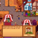 Player speaking to Lewis at the Stardew Valley Fair