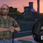 GTA 5 characters Franklin and Lester discussing plans on a bench