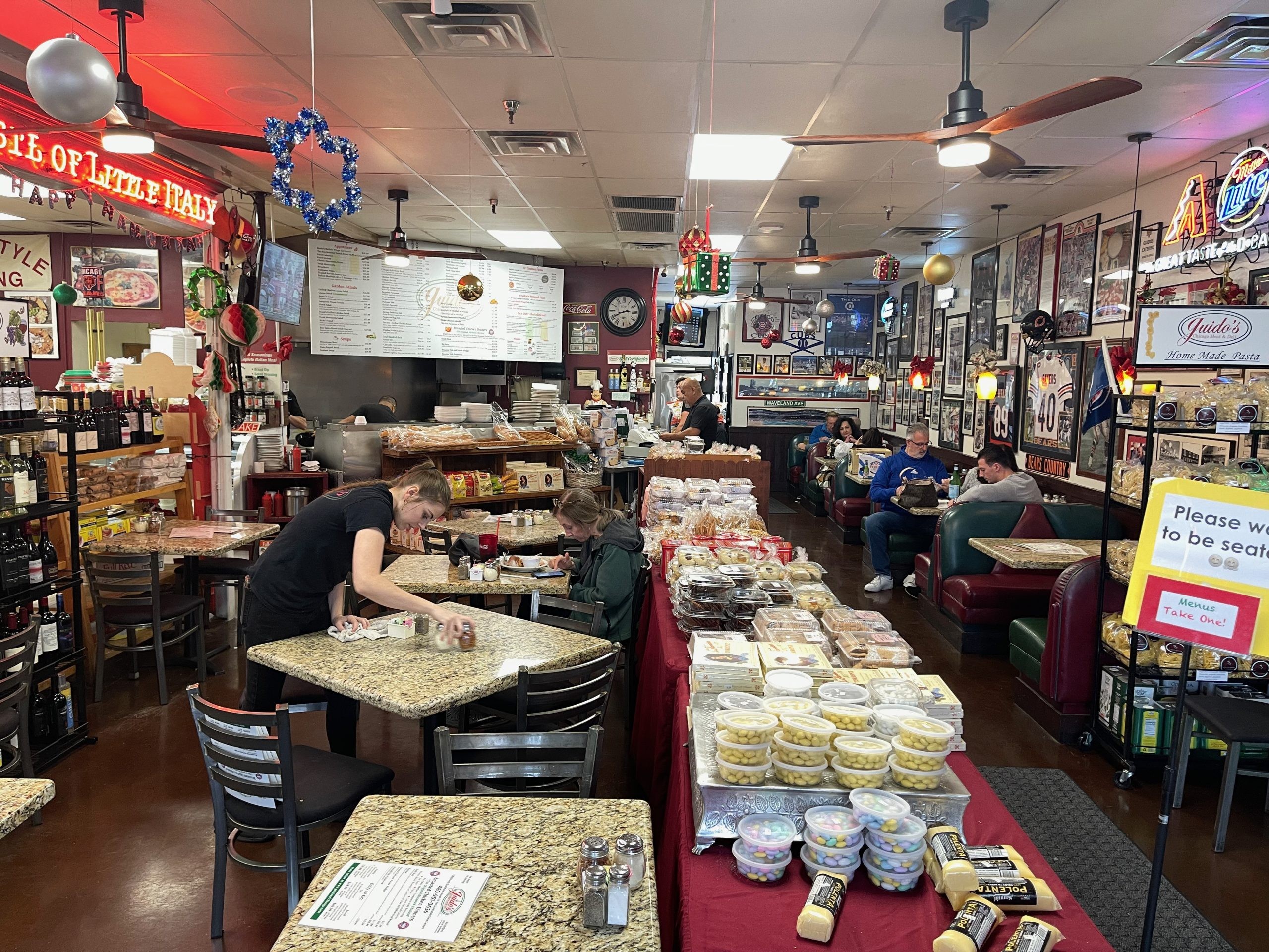 Aisle view of Guido's Chicago Meat & Deli showcasing Italian products