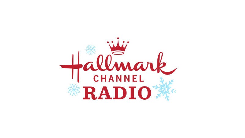 Hallmark Channel Radio logo with blue text on a white background for SiriusXM holiday channel