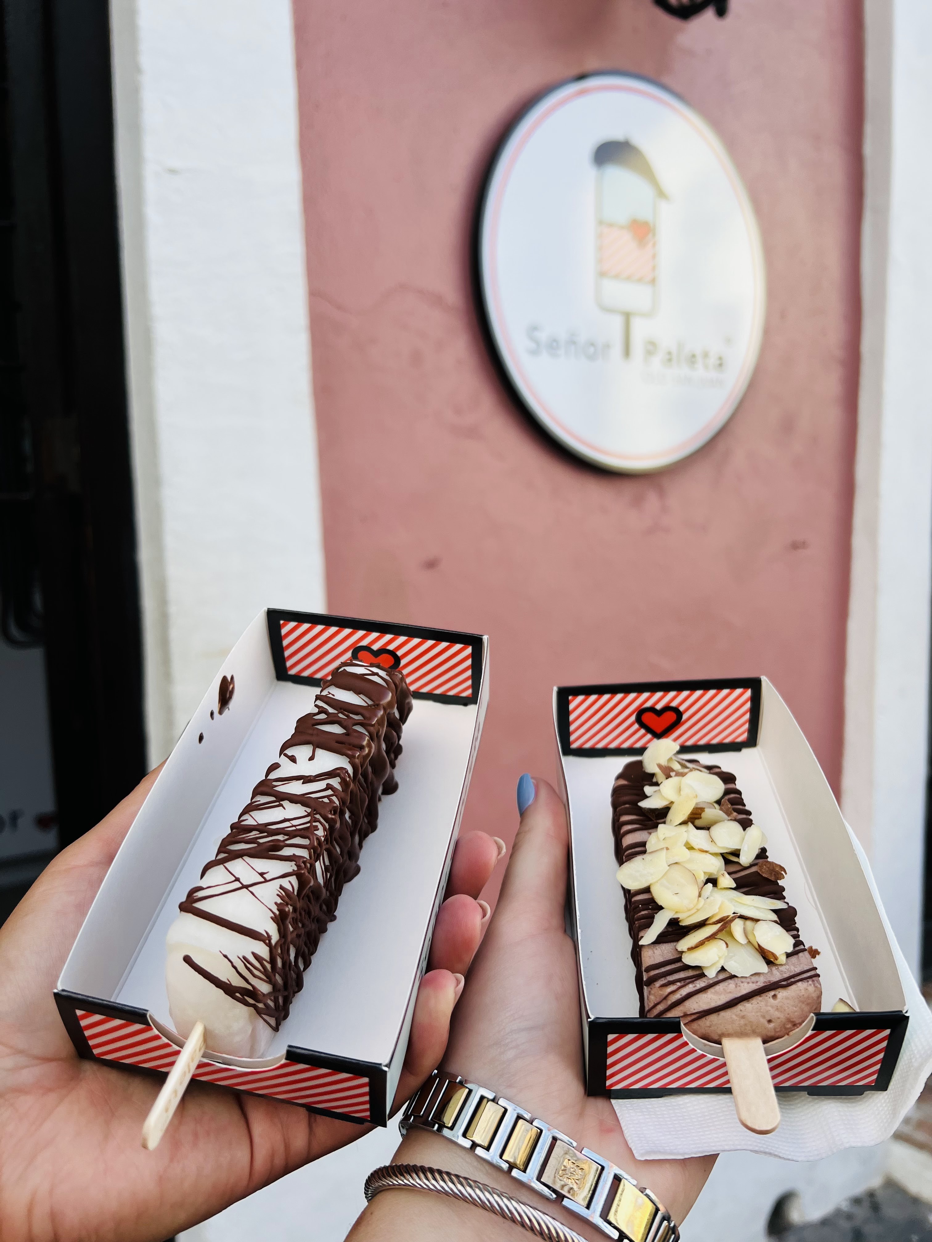 Close-up of colorful gelato pops with toppings at Senor Paleta in Old San Juan, Puerto Rico