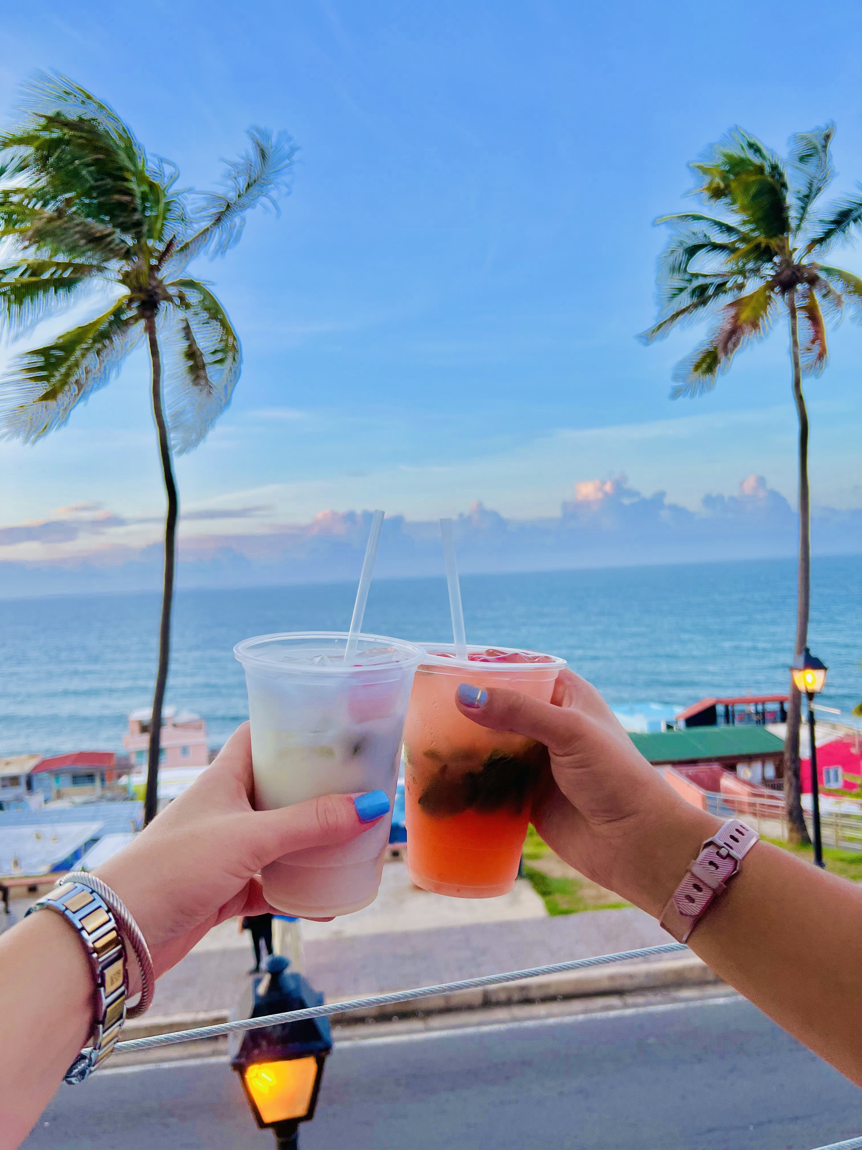 Colorful cocktails at La Verguenza restaurant in San Juan, Puerto Rico