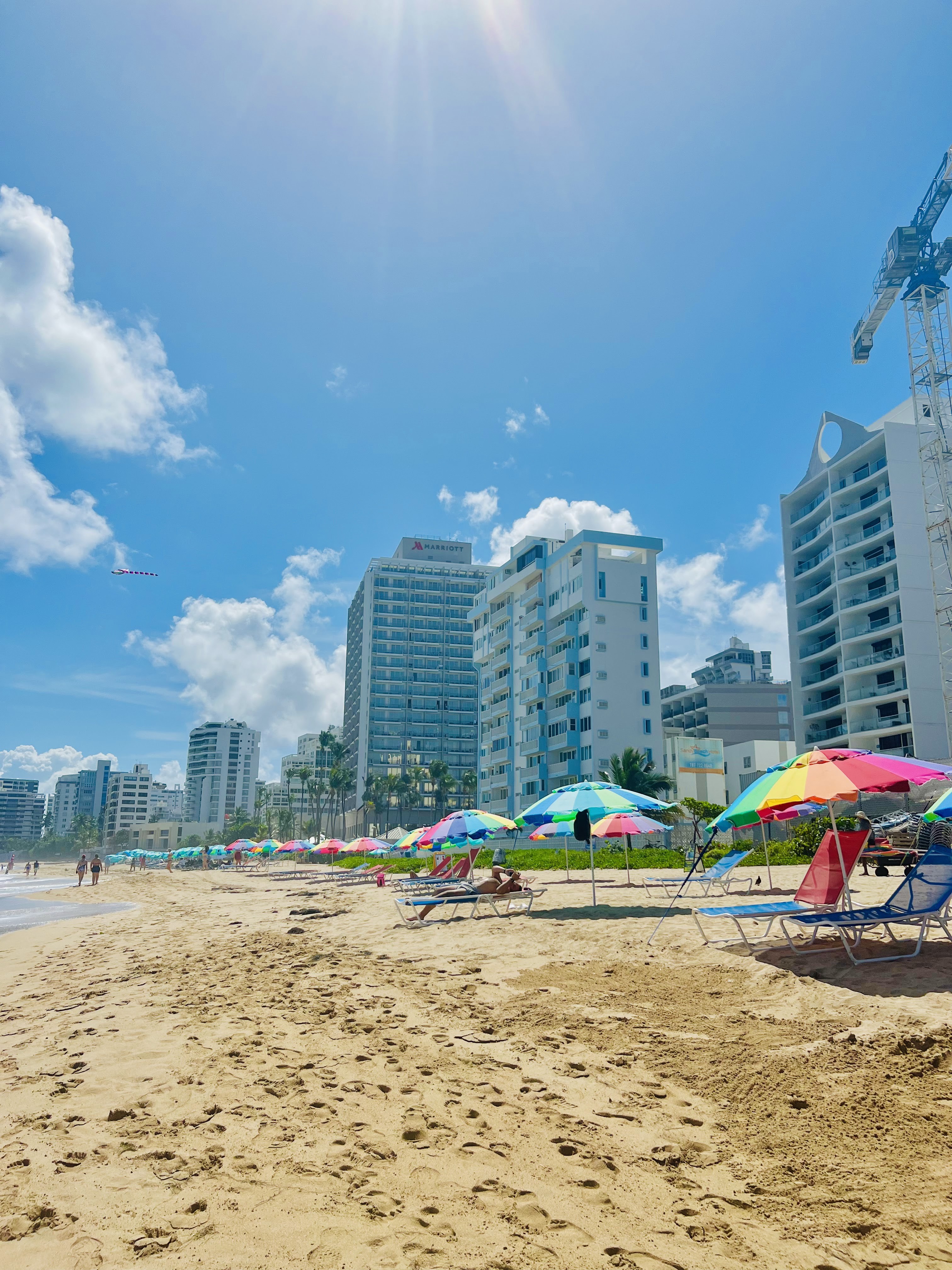 Another view of Condado Beach in San Juan, Puerto Rico, with the city skyline in the background