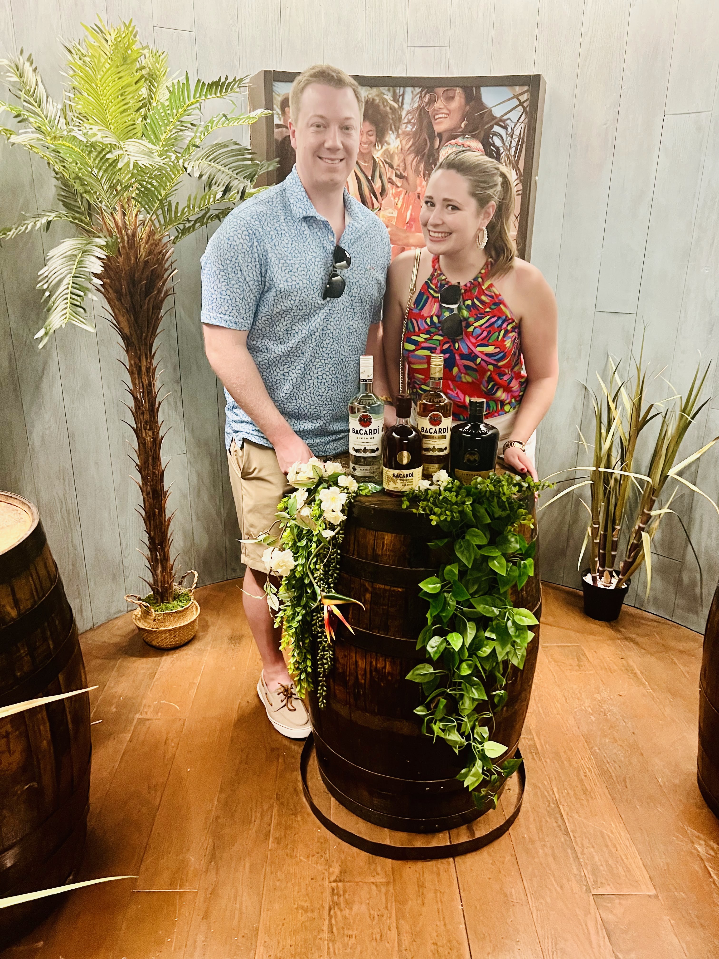 People enjoying cocktails at the bar area of CASA Bacardi distillery in San Juan, Puerto Rico