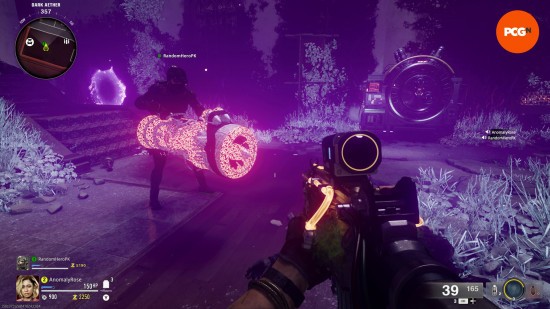 A player wielding the Pack-A-Punched Thrustodyne Wonder Weapon in the Black Ops 6 Zombies Liberty Falls main quest.