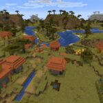 Minecraft Savannah village aerial view