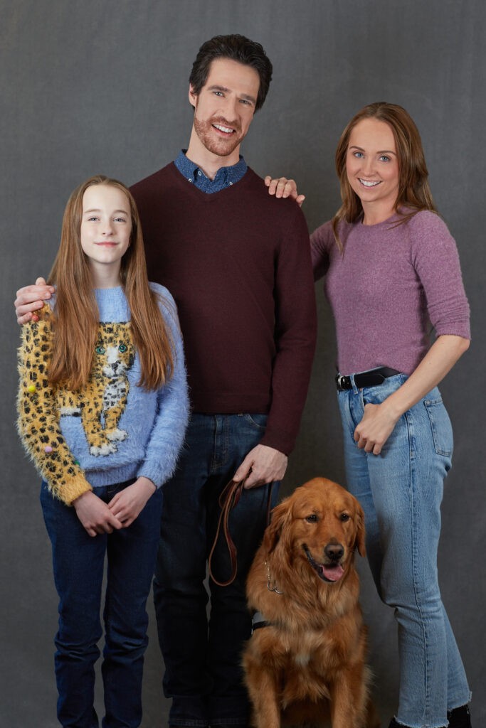 Amber Marshall and Ben Mehl in My Christmas Guide, a heartwarming Hallmark movie about a guide dog trainer and her client