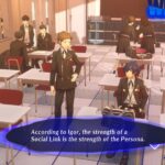 Two students talk about Social Links in a school in Persona 3 Reload.