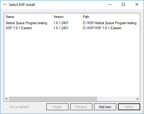 CKAN KSP Installation Selection