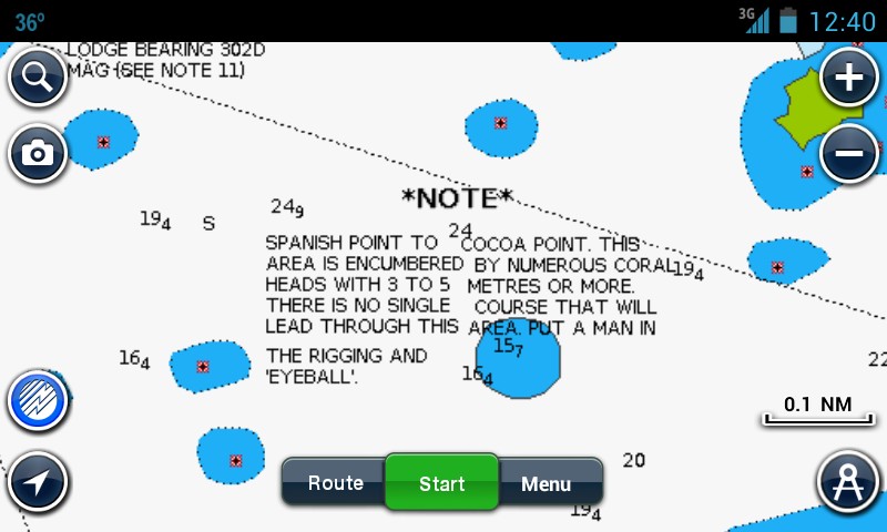 Gravenor Bay Navionics Chart Note highlighting navigation challenges