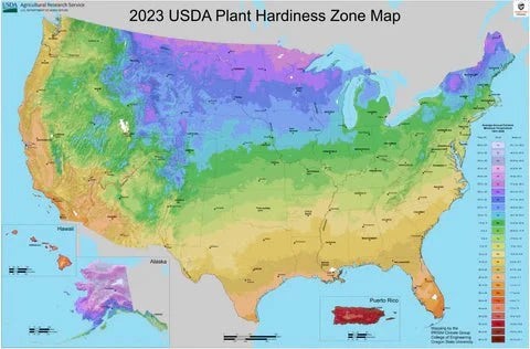 USDA Plant Hardiness Zone Map