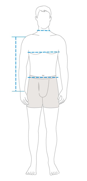 Measuring different parts of body for men's clothing size guide