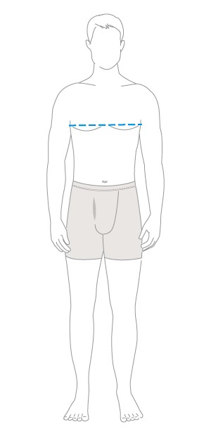 Measuring chest for men's undershirt size guide