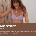 Smiling models showcase Aerie's new bra collections: SMOOTHEZ, Show Off, Superchill, and Sunnie.