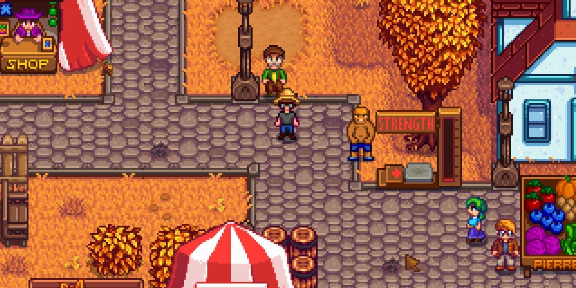 Stardew Valley Fair - Player standing next Lewis