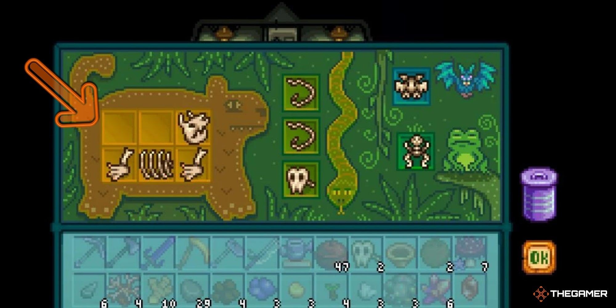 Stardew Valley Ginger Island - Fossils in Field Office, Large Mammal Marked