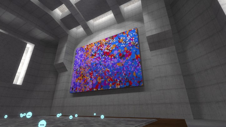 Screenshot from The Beginner's Guide game showcasing modern art within a game jam level