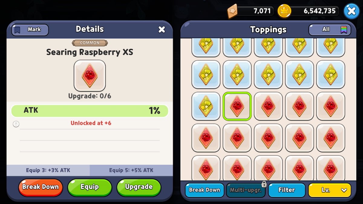 Topping Sizes and Rarity in Cookie Run Kingdom.