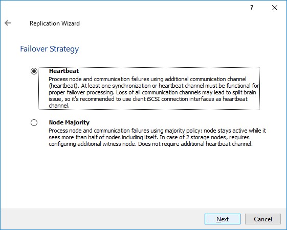 Selecting Failover Strategy in StarWind Management Console